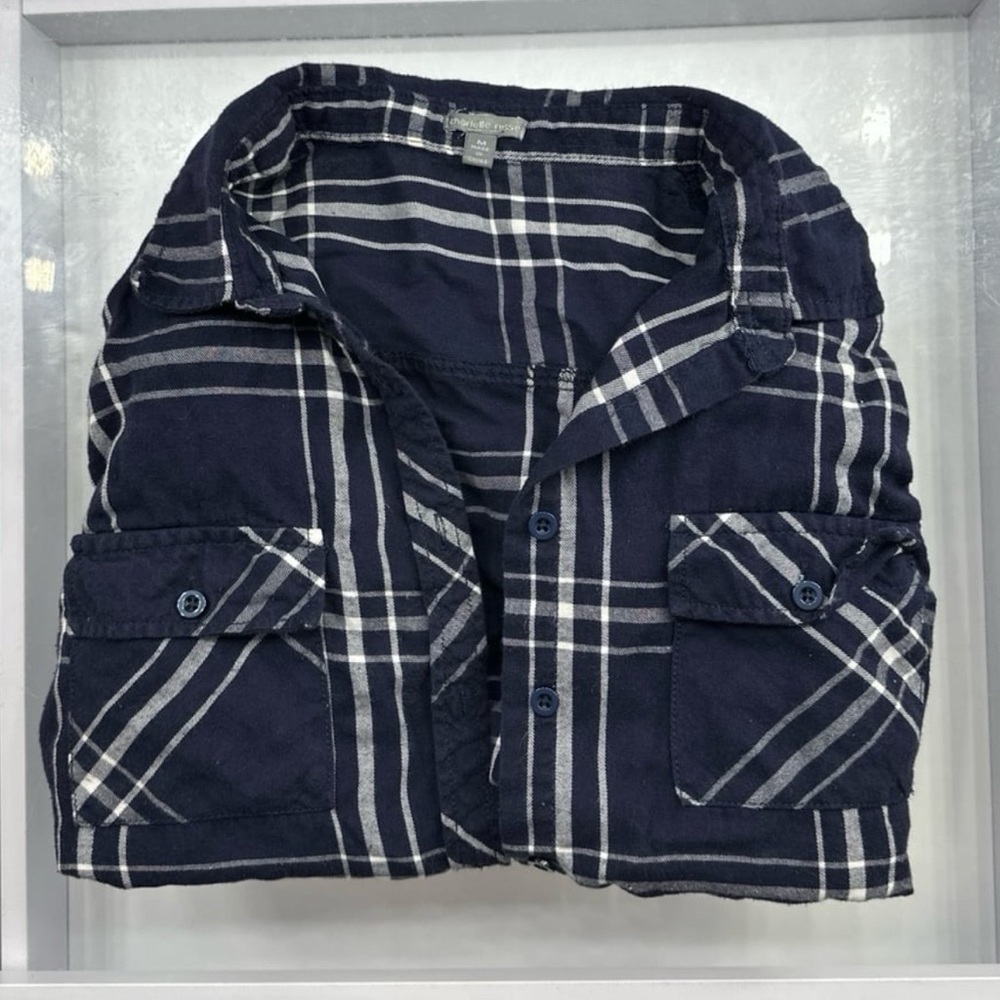 Charlotte Russe Blue and White Casual Button Down Shirt